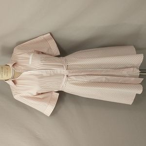 Brooks Brothers Red Fleece Striped Shirt dress High Quality Classic Pink & Cream